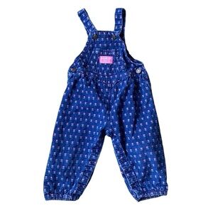 Vintage 90s OshKosh B’gosh Floral Denim Overalls Tulip Heart Print Toddler 24M
